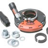 Shroud includes vacuum adapter, cup wheel adapter, and grinder adapter rings